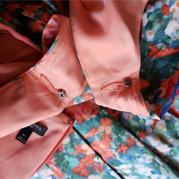 Talbots Spring/Summer Floral Sleeveless Pleated Party Dress Multi Women's 6P - Picture 10 of 11